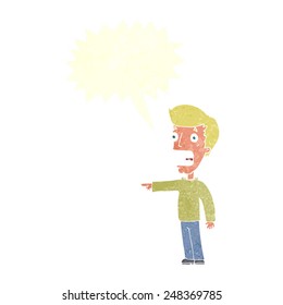 cartoon terrified man with speech bubble