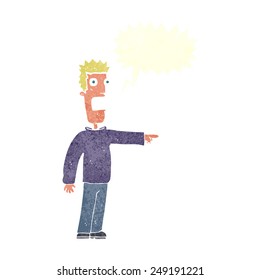 cartoon terrified man with speech bubble