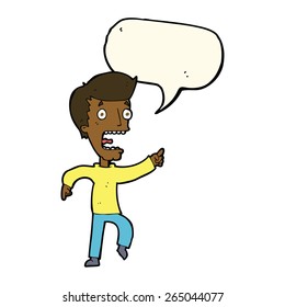 cartoon terrified man with speech bubble