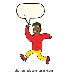cartoon terrified man with speech bubble