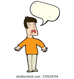 cartoon terrified man with speech bubble