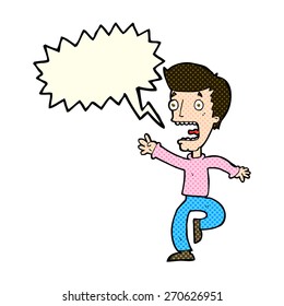 Cartoon erschreckt Mann mit Sprachblase