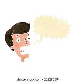 cartoon terrified man with speech bubble