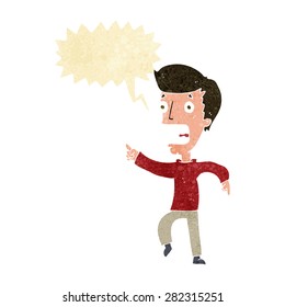 cartoon terrified man with speech bubble