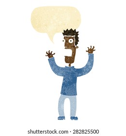 cartoon terrified man with speech bubble