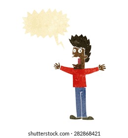Cartoon erschreckt Mann mit Sprachblase