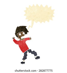 cartoon terrified man with speech bubble
