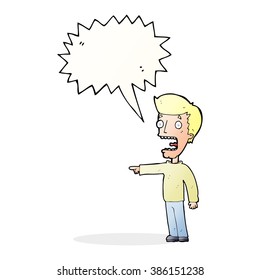 cartoon terrified man with speech bubble