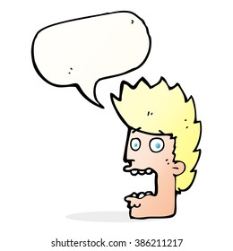 cartoon terrified man with speech bubble