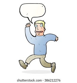 cartoon terrified man with speech bubble