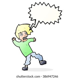 Cartoon erschreckt Mann mit Sprachblase