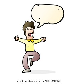 cartoon terrified man with speech bubble