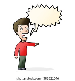 cartoon terrified man with speech bubble