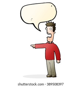cartoon terrified man with speech bubble