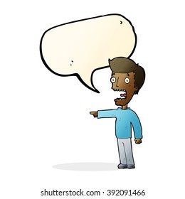 cartoon terrified man with speech bubble