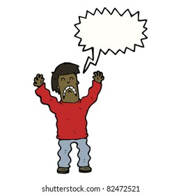 desenho animado homem aterrorizado com balão