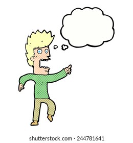 cartoon terrified man with thought bubble