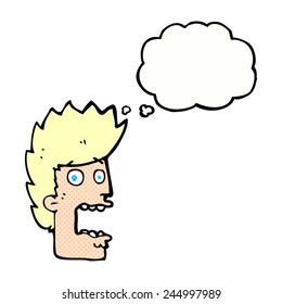 cartoon terrified man with thought bubble