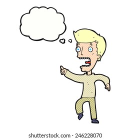 cartoon terrified man with thought bubble