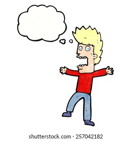 cartoon terrified man with thought bubble