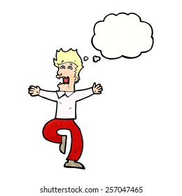 cartoon terrified man with thought bubble