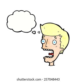 cartoon terrified man with thought bubble