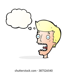 cartoon terrified man with thought bubble