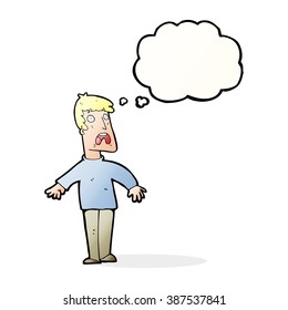 cartoon terrified man with thought bubble