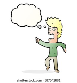 cartoon terrified man with thought bubble