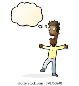 cartoon terrified man with thought bubble