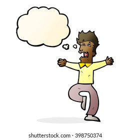 cartoon terrified man with thought bubble
