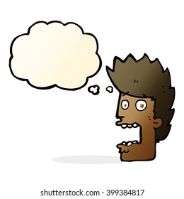 cartoon terrified man with thought bubble