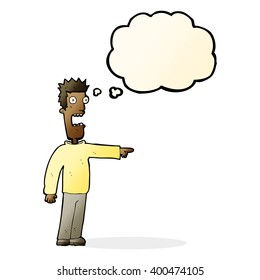 caricatura hombre aterrorizado con burbuja de pensamiento