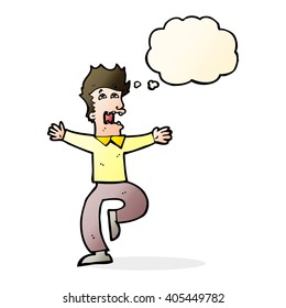 cartoon terrified man with thought bubble