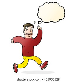 cartoon terrified man with thought bubble