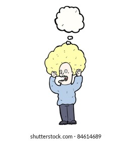 cartoon terrified man with thought bubble