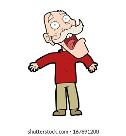 cartoon terrified old man