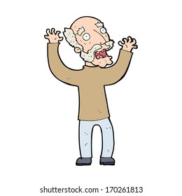 Cartoon erschreckt alten Mann