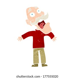 cartoon terrified old man