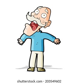 cartoon terrified old man