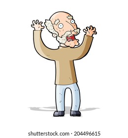 cartoon terrified old man