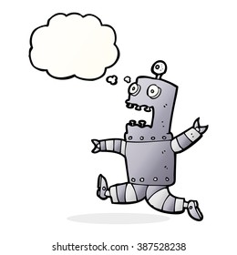 cartoon terrified robot with thought bubble