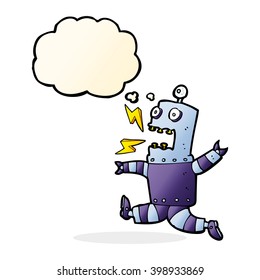 cartoon terrified robot with thought bubble