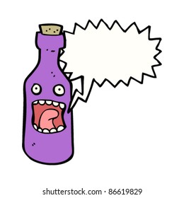 caricatura aterrorizado personaje de botella de vino