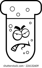 A cartoon test tube with an angry expression.