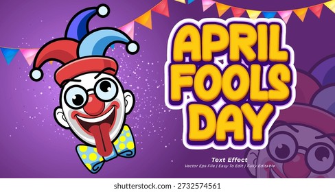 Cartoon text effect editable April fools day