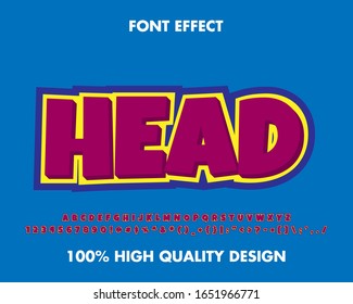 Cartoon Text Effect Purple with Yellow Outline. Premium Vector