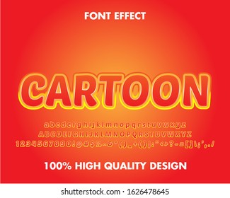 Cartoon Text Effect retro style. red and orange gradient for cartoon Text effect. premium vector
