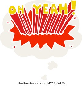 Cartoon-Text Oh ja! mit Gedankenblase im Retro-Stil