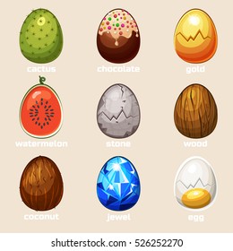 cartoon texture eggs in vector, game Element icons